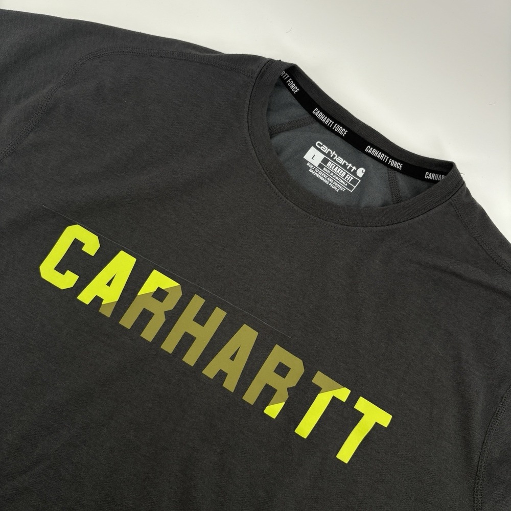 Carhartt Force Mens Large Gray Lightweight Crew Neck Relaxed Fit Logo